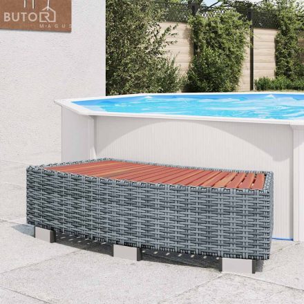 vidaXL szürke polyrattan spa fellépő 92 x 45 x 25 cm