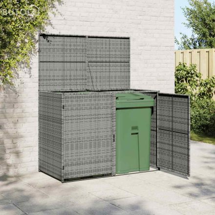 vidaXL antracit polyrattan dupla tároló gurulós kukához 148x77x111 cm  