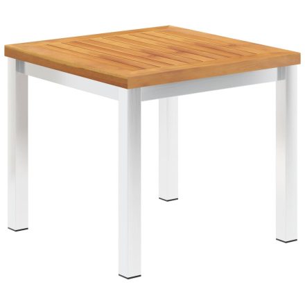 vidaXL tömör akácfa és rozsdamentes acél kerti kisasztal 45x45x38 cm
