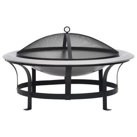 vidaXL rozsdamentes acél kültéri tűztál grillráccsal 76 cm