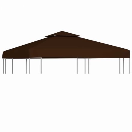 vidaXL barna kétszintes pavilon tetőponyva 310 g/m² 3 x 3 m