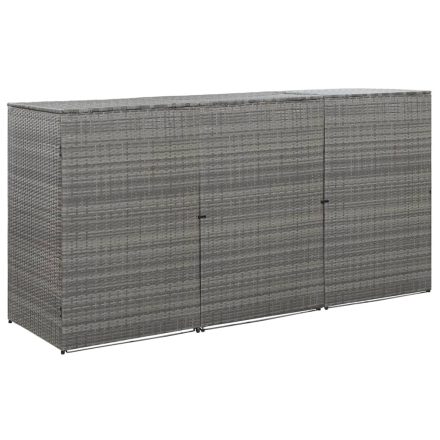 vidaXL antracit polyrattan kukatároló 3 kerekes kukához 229x78x120 cm 