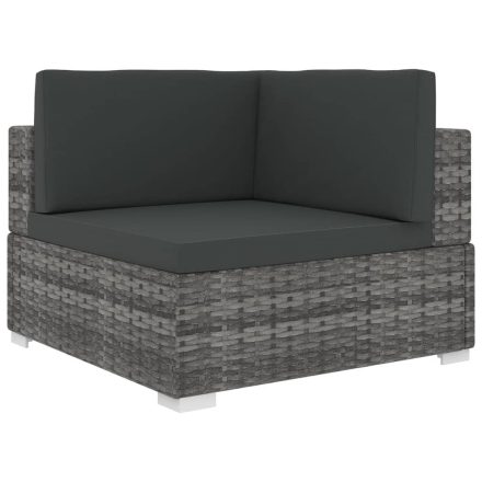 vidaXL 1 db szürke polyrattan moduláris sarokfotel párnákkal