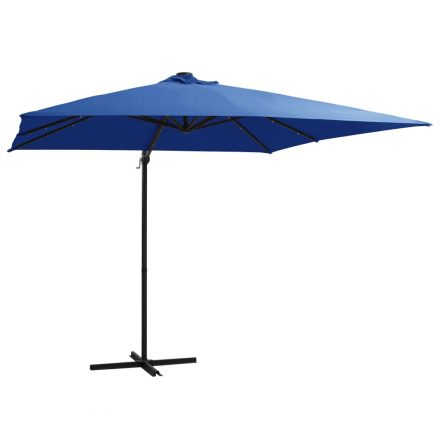 vidaXL azúrkék konzolos napernyő LED-del és acélrúddal 250x250 cm