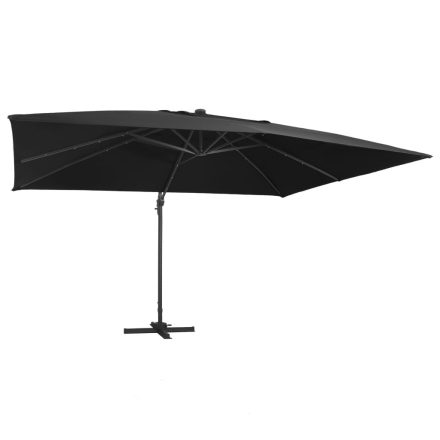 vidaXL fekete konzolos napernyő LED-del/alumínium rúddal 400 x 300 cm