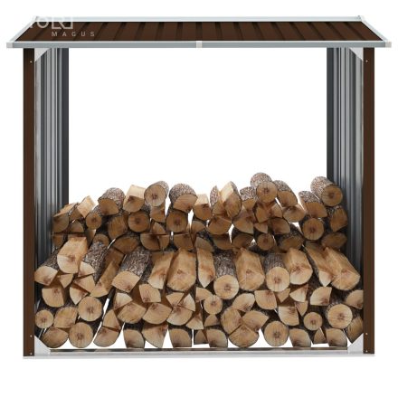 vidaXL barna horganyzott acél kerti tűzifatároló 172 x 91 x 154 cm