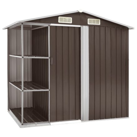 vidaXL barna vas kerti fészer állvánnyal 205 x 130 x 183 cm