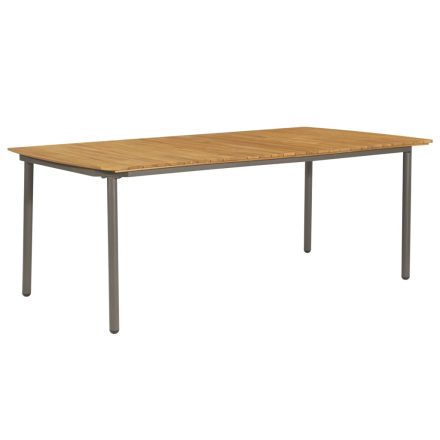 vidaXL tömör akácfa és acél kerti asztal 200 x 100 x 72 cm