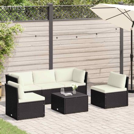 vidaXL 4 részes barna polyrattan kerti bútorszett párnával