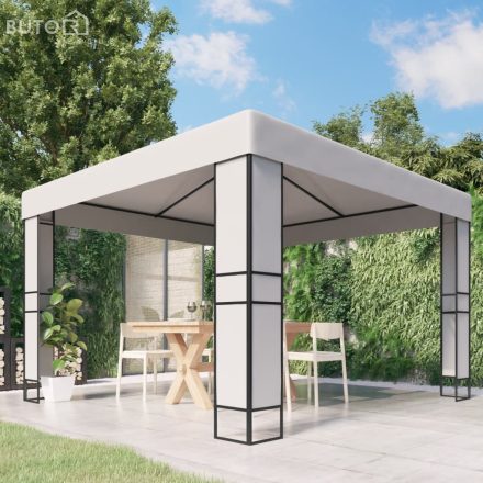 vidaXL fehér dupla tetős pavilon 3 x 3 m