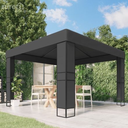 vidaXL antracitszürke pavilon duplatetővel 3 x 3 m