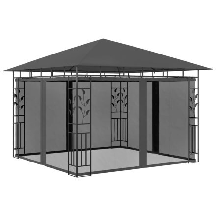 vidaXL antracitszürke pavilon szúnyoghálóval 3 x 3 x 2,73 m 180 g/m²