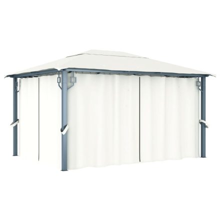 vidaXL krémszínű alumíniumpavilon függönnyel 400 x 300 cm