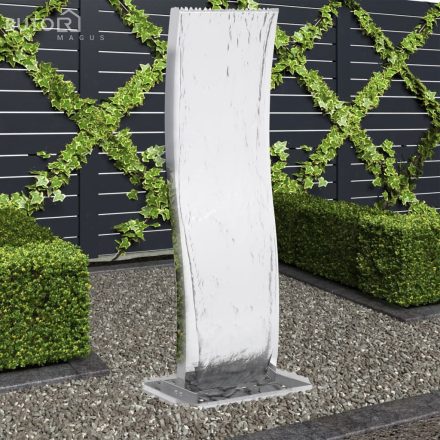 vidaXL kerti ívelt rozsdamentes acél szökőkút szivattyúval 130 cm