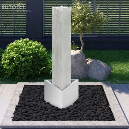 vidaXL ezüstszínű rozsdamentes acél kerti szökőkút 37,7x32,6x110 cm