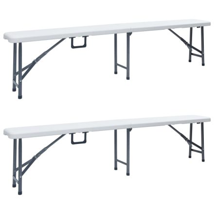vidaXL 2 db fehér összecsukható HDPE kerti pad 180 cm