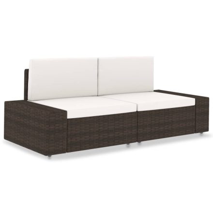 vidaXL 2 személyes barna elemes polyrattan kanapé