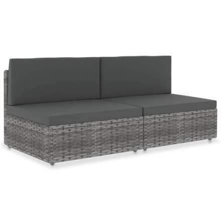 vidaXL 2 személyes szürke elemes polyrattan kanapé