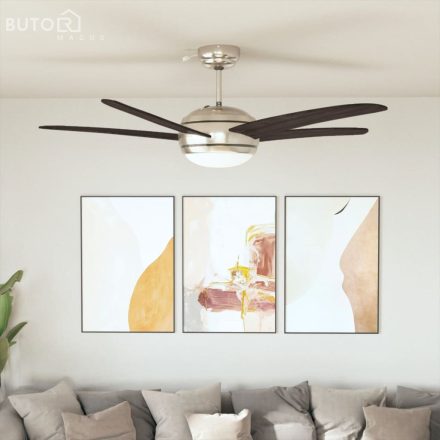 vidaXL díszes mennyezeti ventilátor lámpával 128 cm barna