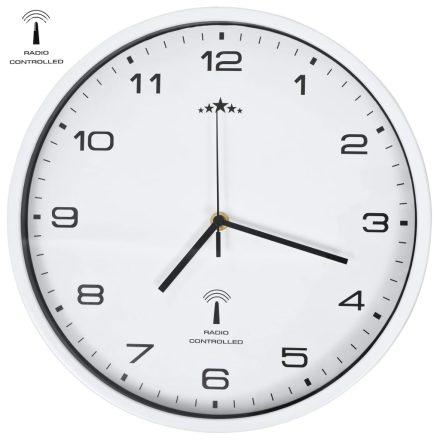 vidaXL fehér színű rádióvezérelt falióra kvarcszerkezettel 31 cm