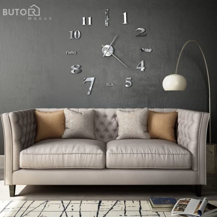 vidaXL modern küllemű ezüstszínű 3D falióra, 100 cm XXL méret