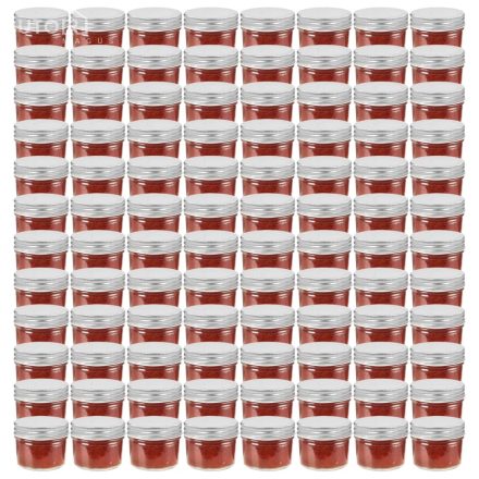 vidaXL 96 db 110 ml-es befőttesüveg ezüstszínű tetővel