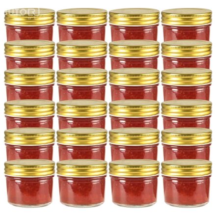 vidaXL 24 db 110 ml-es befőttesüveg aranyszínű tetővel