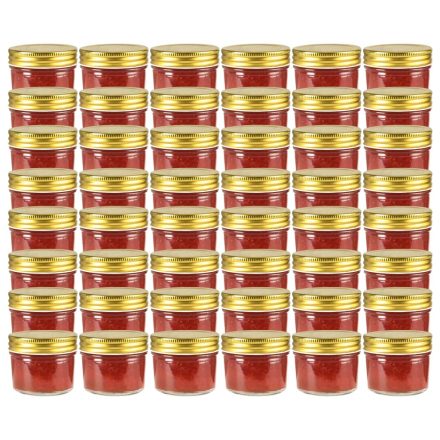 vidaXL 48 db 110 ml-es befőttesüveg aranyszínű tetővel