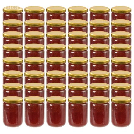 vidaXL 48 db 230 ml-es befőttesüveg aranyszínű tetővel