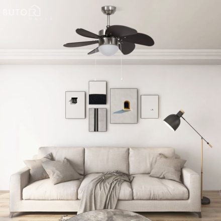 vidaXL sötétbarna mennyezeti ventilátor lámpával 76 cm