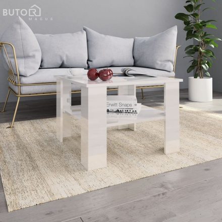 vidaXL magasfényű fehér szerelt fa dohányzóasztal 60 x 60 x 42 cm