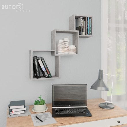 vidaXL betonszürke kocka alakú szerelt fa fali polcok 68x15x68 cm