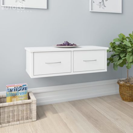 vidaXL fehér szerelt fa falra szerelhető fiókos polc 60 x 26 x 18,5 cm