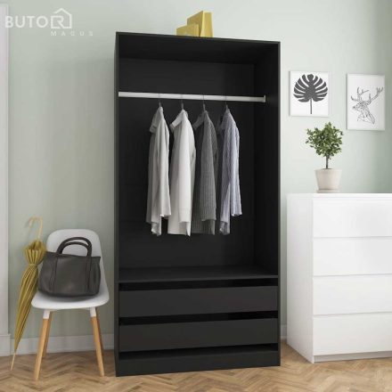 vidaXL fekete szerelt fa ruhásszekrény 100 x 50 x 200 cm