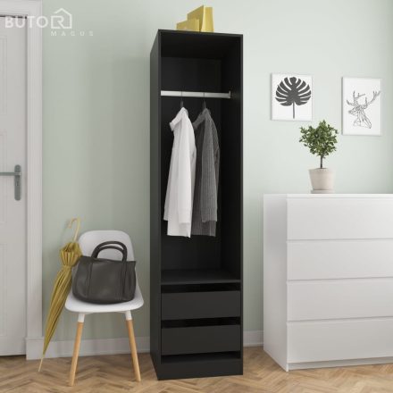 vidaXL fekete szerelt fa ruhásszekrény fiókokkal 50 x 50 x 200 cm