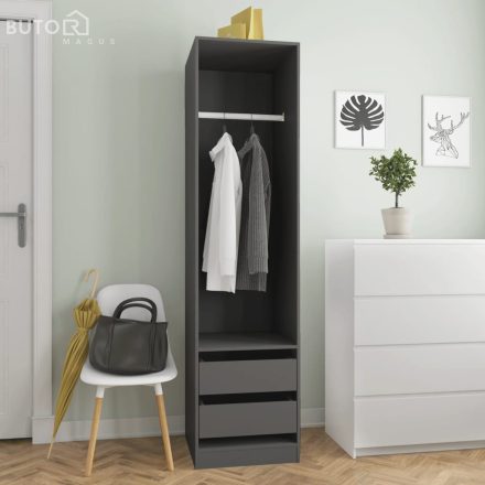 vidaXL szürke forgácslap ruhásszekrény fiókokkal 50 x 50 x 200 cm