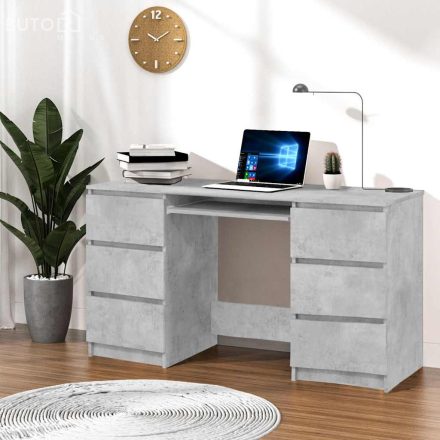 vidaXL betonszürke szerelt fa íróasztal 140 x 50 x 77 cm