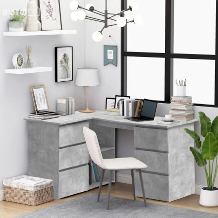 vidaXL szürke szerelt fa sarok íróasztal 145 x 100 x 76 cm