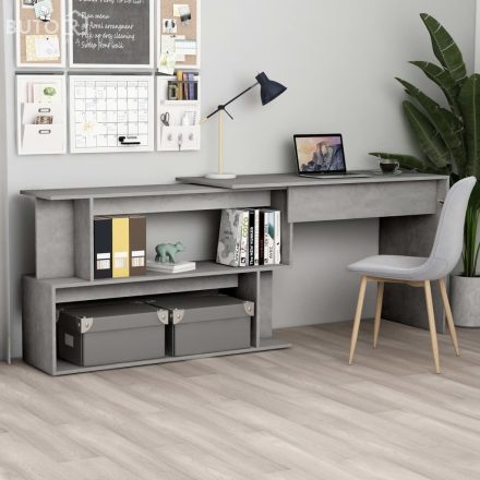 vidaXL betonszürke szerelt fa sarokasztal 200 x 50 x 76 cm