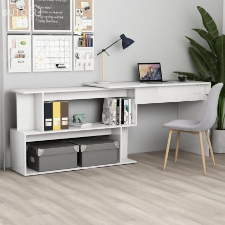 vidaXL magasfényű fehér szerelt fa sarokasztal 200 x 50 x 76 cm