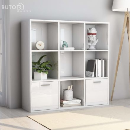 vidaXL magasfényű fehér szerelt fa könyvszekrény 98 x 30 x 98 cm