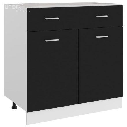 vidaXL “Lyon” fekete szerelt fa fiókos alsószekrény 80 x 46 x 81,5 cm