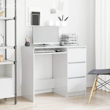 vidaXL fehér magasfényű szerelt fa íróasztal 90 x 45 x 76 cm