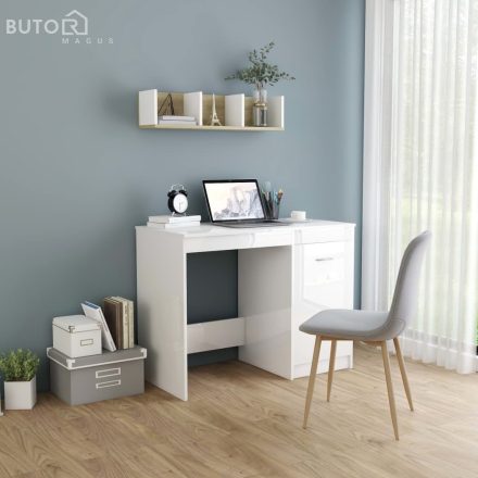 vidaXL magasfényű fehér szerelt fa íróasztal 100 x 50 x 76 cm