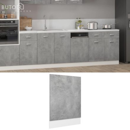 vidaXL betonszürke szerelt fa mosogatógép-panel 45 x 3 x 67 cm