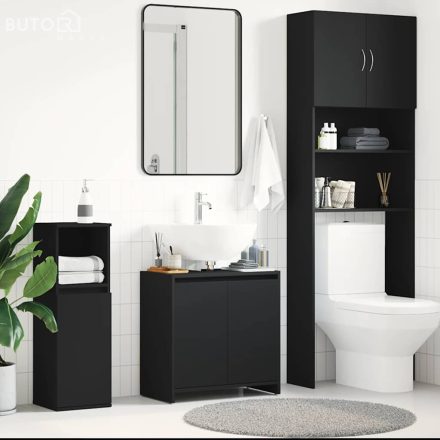 vidaXL fekete szerelt fa fürdőszobaszekrény 60 x 33 x 61 cm
