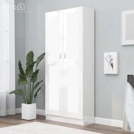 vidaXL magasfényű fehér szerelt fa könyvszekrény 82,5x30,5x185,5 cm