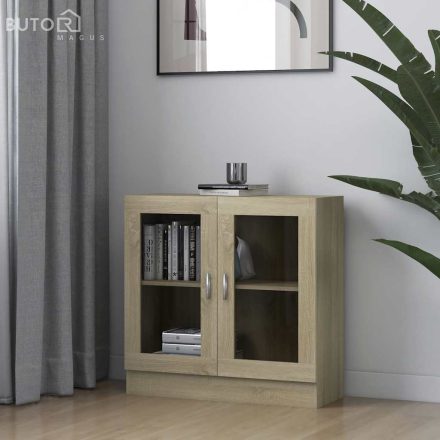 vidaXL sonoma tölgy színű szerelt fa vitrinszekrény 82,5x30,5x80 cm