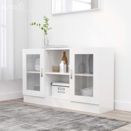 vidaXL magasfényű fehér szerelt fa vitrinszekrény 120 x 30,5 x 70 cm