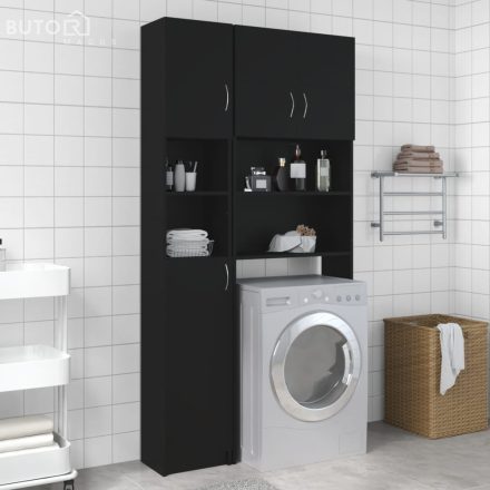 vidaXL fekete szerelt fa fürdőszobaszekrény 32 x 25,5 x 190 cm